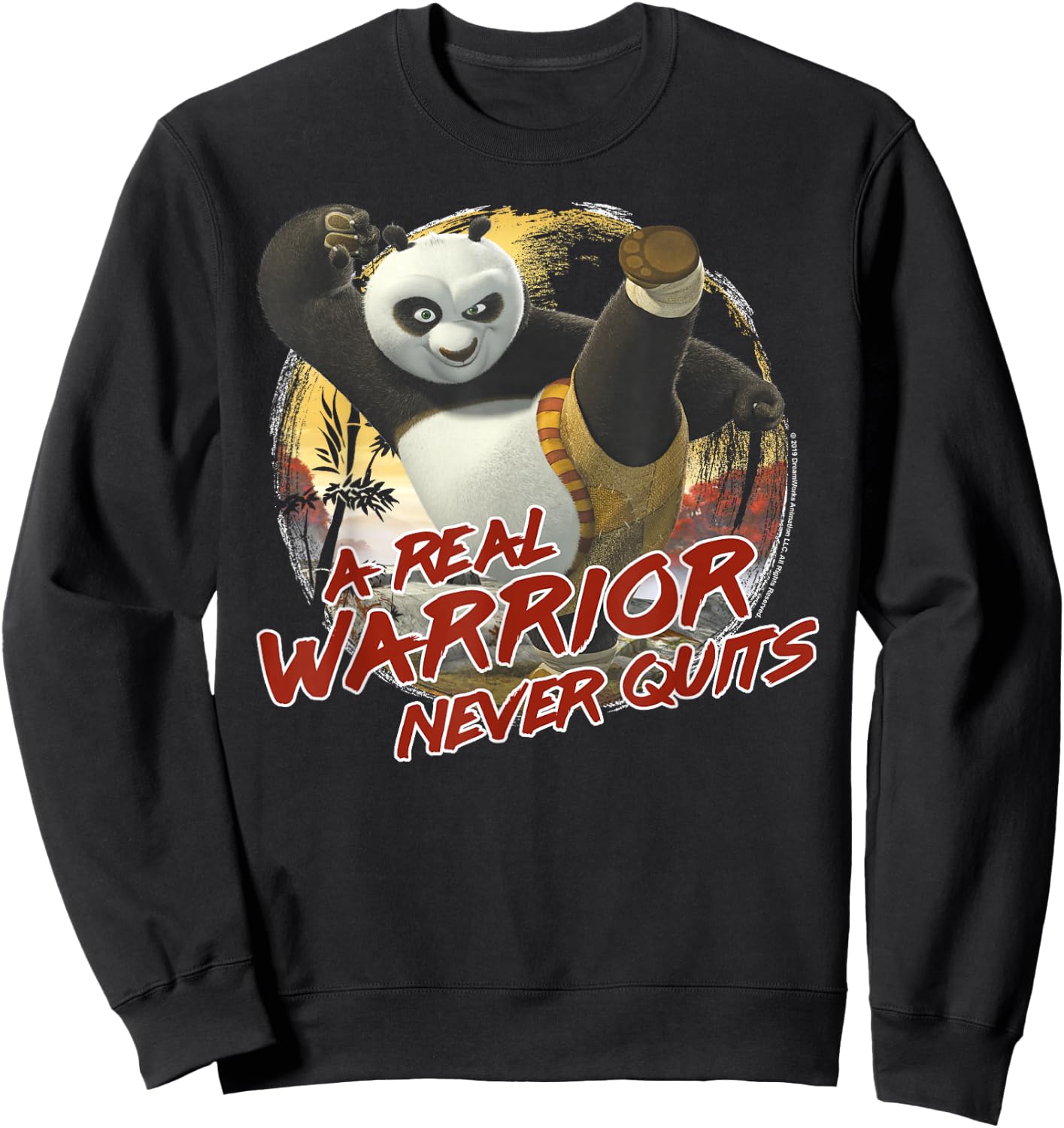 Kung Fu Panda 2 Po A Real Warrior Never Quits Action Pose Sweatshirt - Sweatshirt | Black