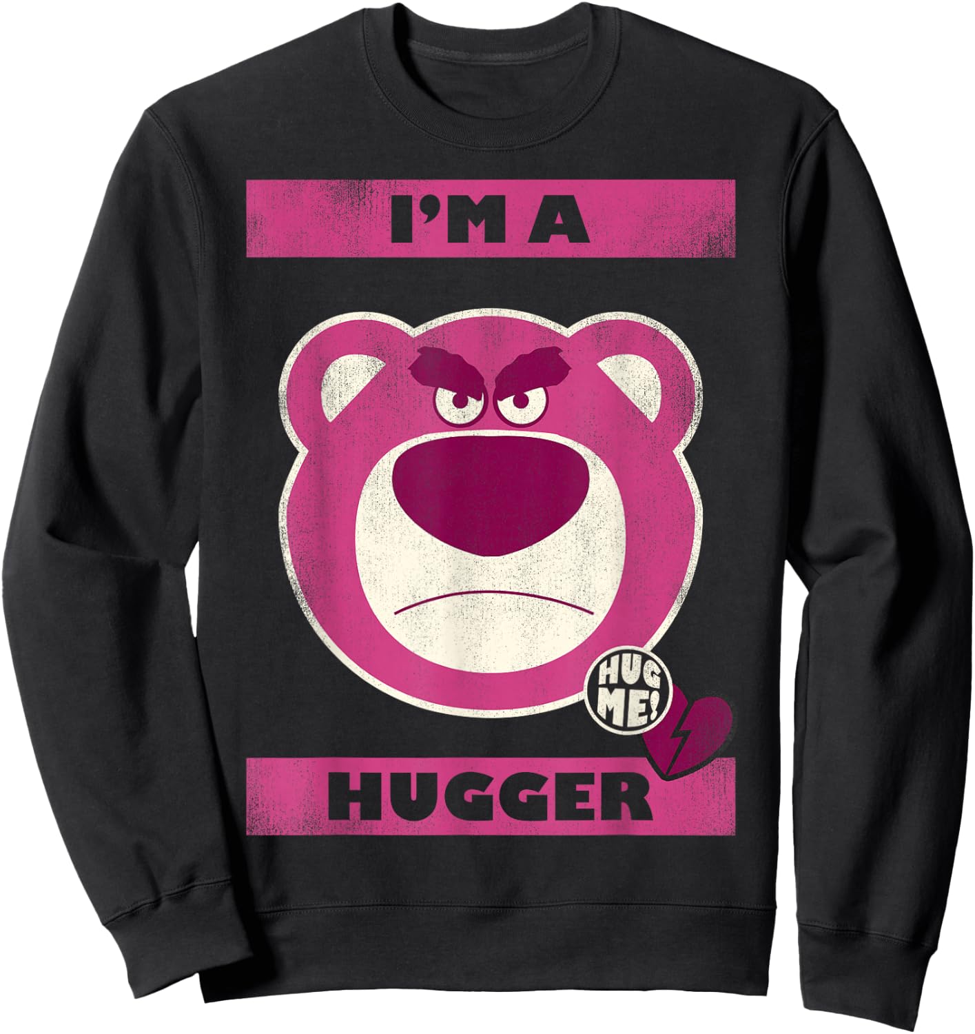 Disney Pixar Toy Story Lotso Bear I'm a Hugger Hearts Sweatshirt - Sweatshirt | Black