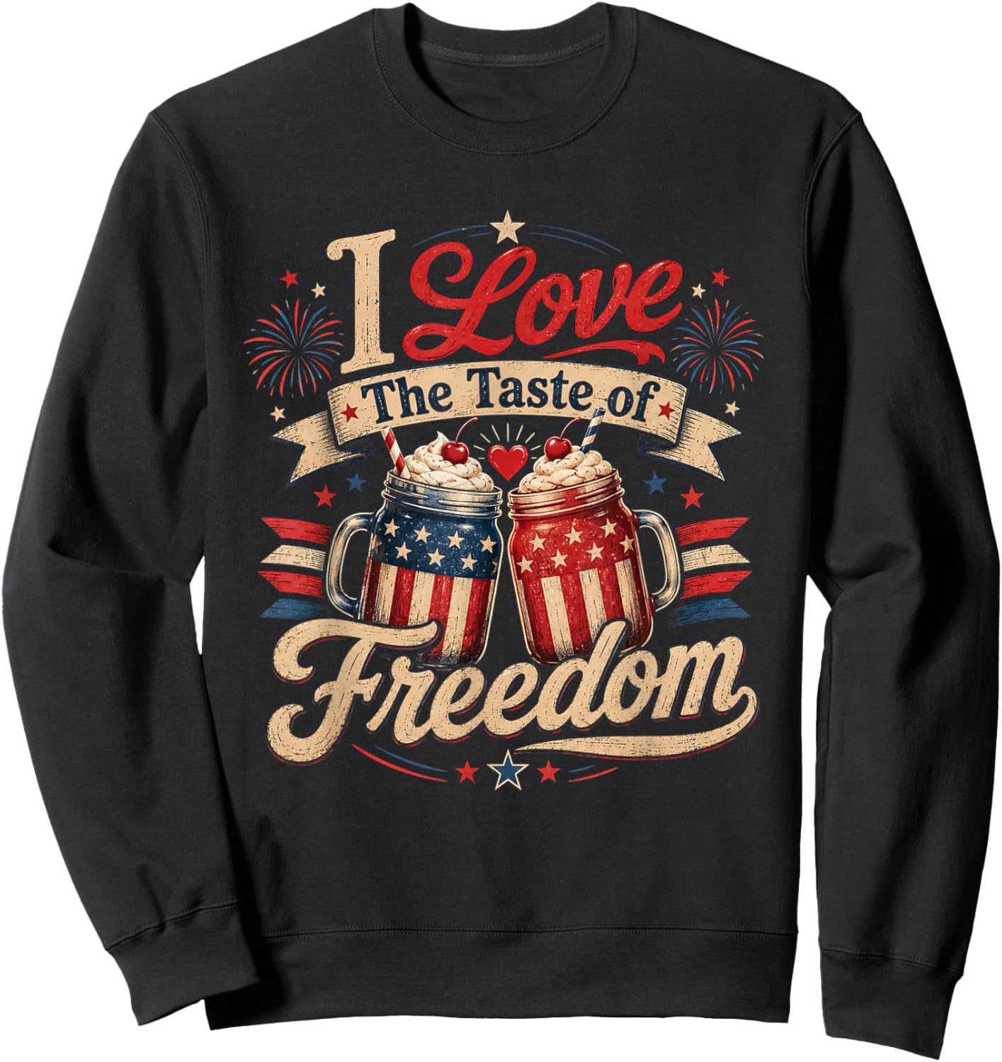 I Love The Taste of Freedom Matching 4th of July Couple Sweatshirt - Sweatshirt | Black