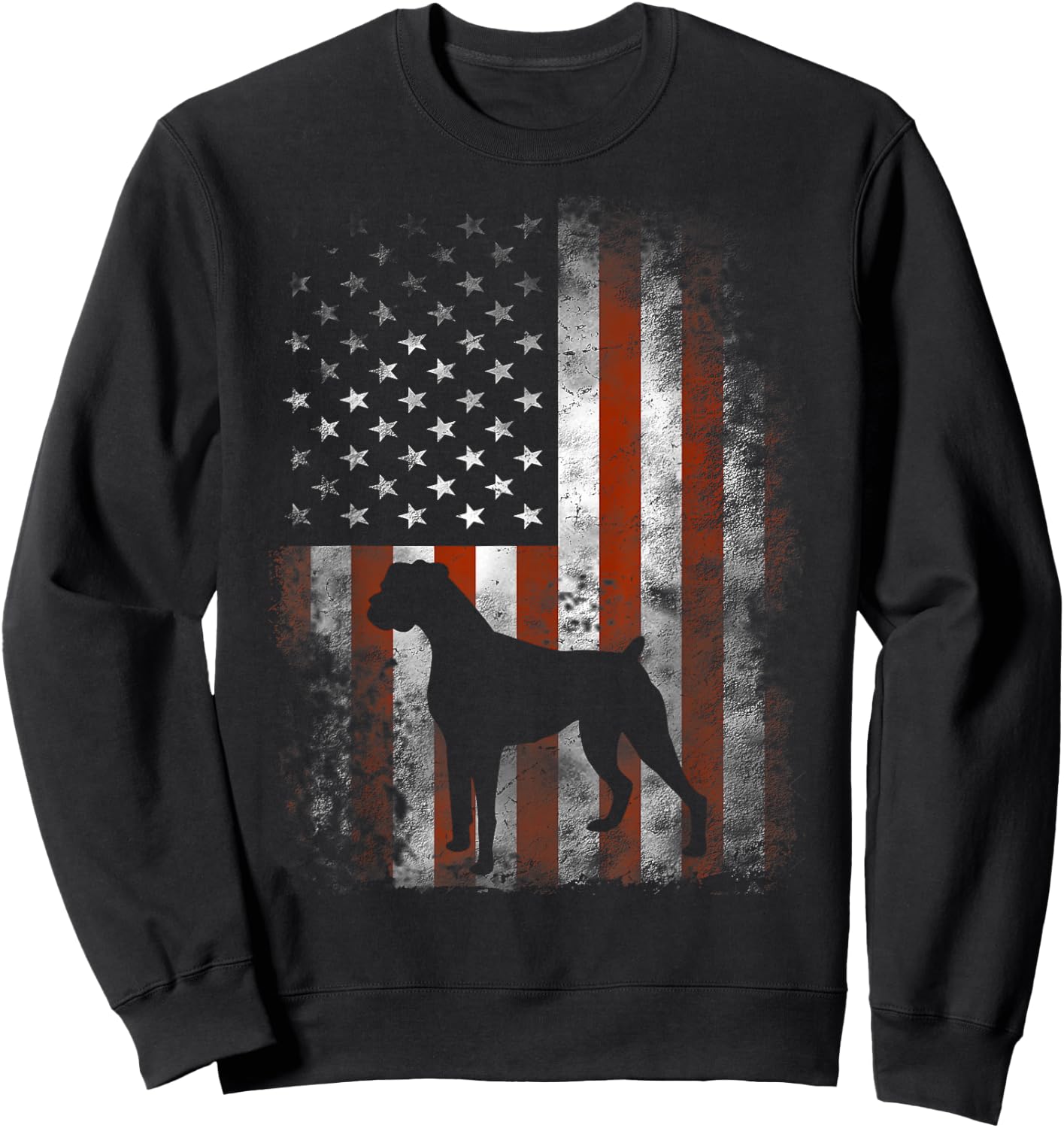 Boxer American Flag Shirt USA 4th of July Dog Gifts Sweatshirt - Sweatshirt | Black