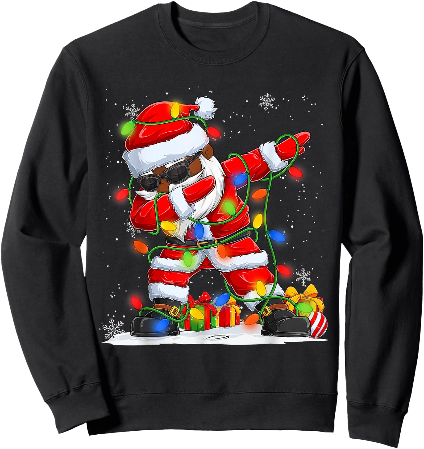 Dabbing Santa Black African American Men Boys Christmas 2025 Sweatshirt - Sweatshirt | Black