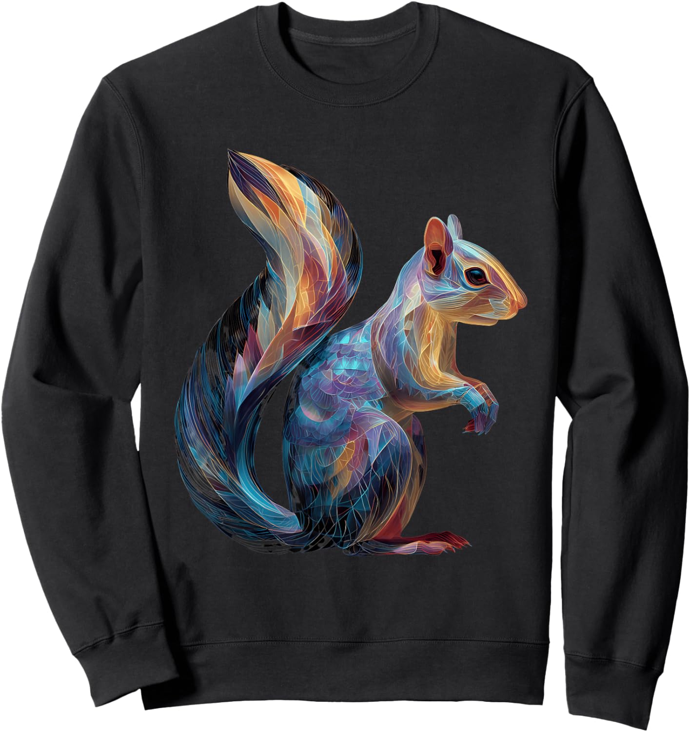 Squirrel Animal Art Portrait Wildlife Forest Squirrel Lover Sweatshirt - Sweatshirt | Black