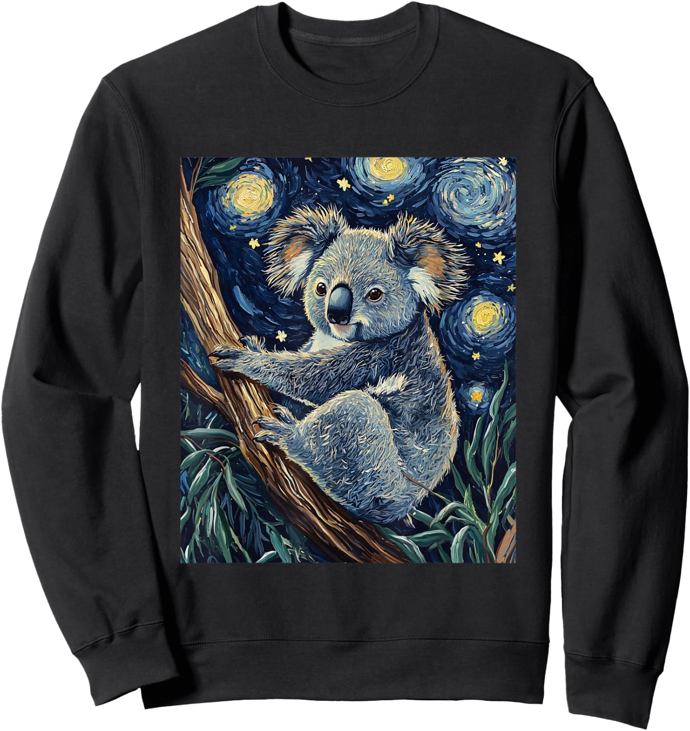 Cute Koala Bear - Van Gogh Style - Starry Night Graphic Sweatshirt - Sweatshirt | Black