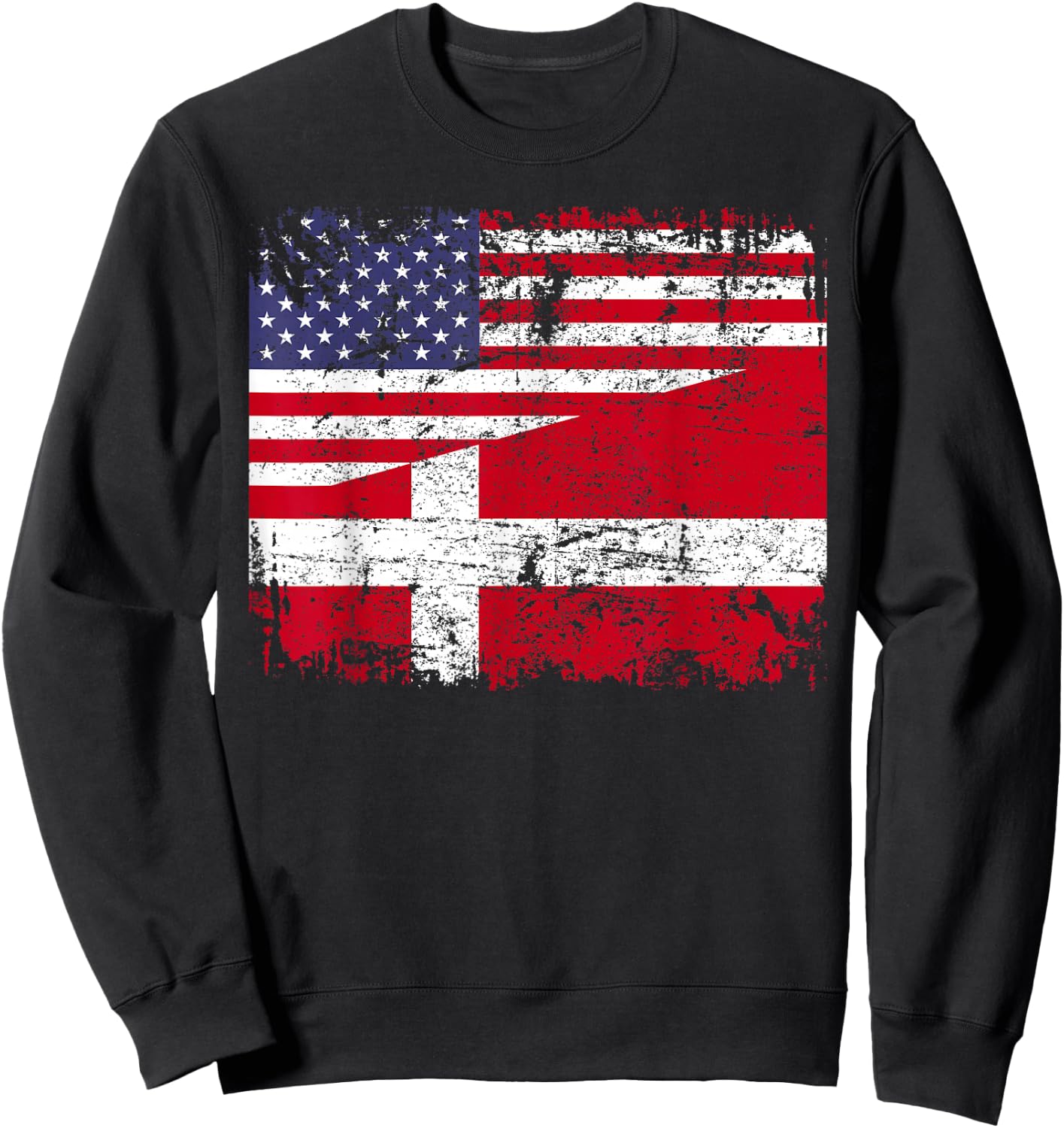 DANISH ROOTS | Half American Flag | DENMARK Sweatshirt - Sweatshirt | Black