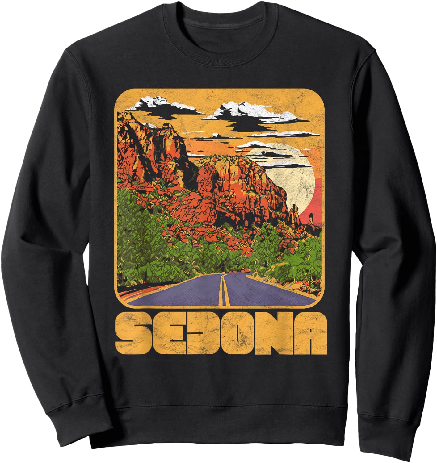 Retro Sedona Arizona Vintage Road Trip Outdoors Graphic Sweatshirt - Sweatshirt | Black