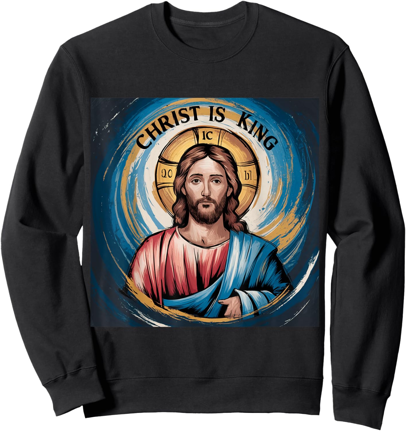 Obvious Logic Christ is King King , -Adults, -Kids, Black, Small, Short Sleeve Sweatshirt - Sweatshirt | Black