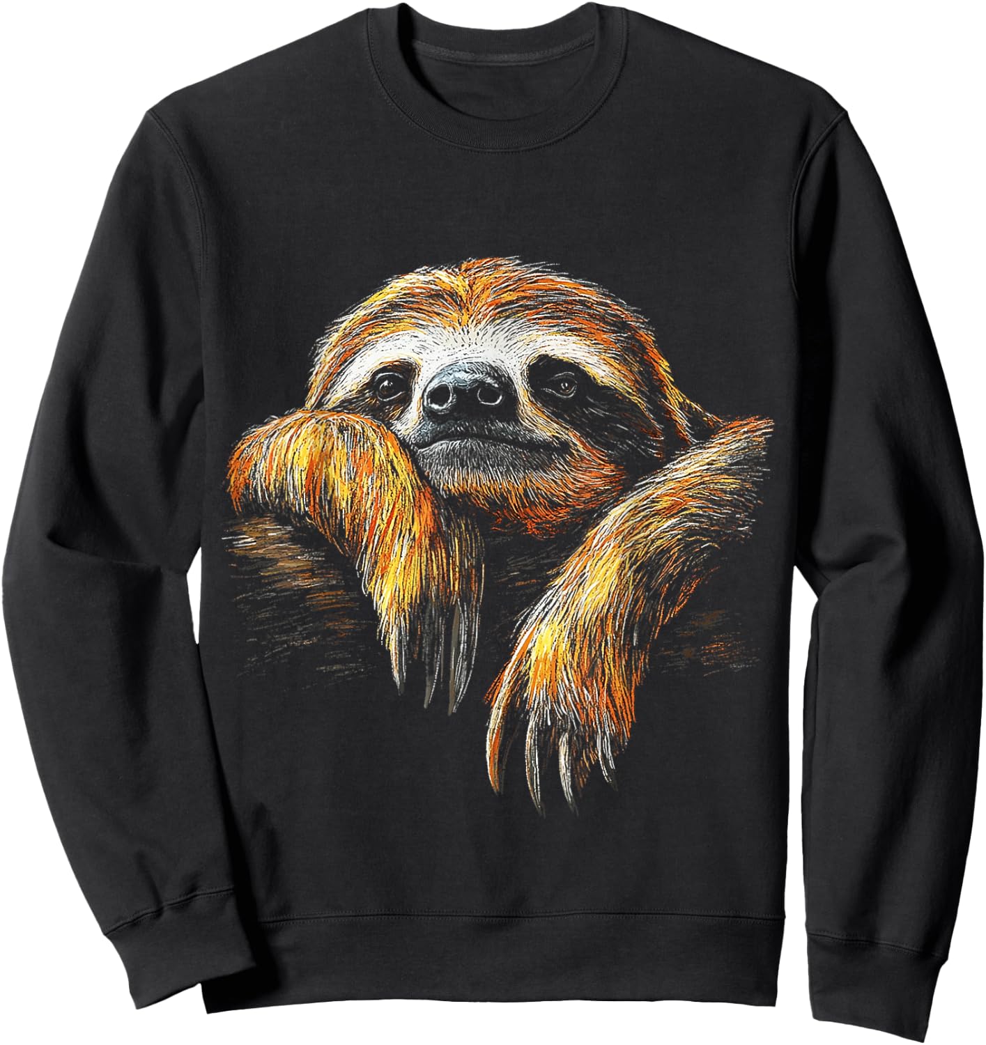 Sloth Animal Motif Drawing Artwork Sloth Sweatshirt - Sweatshirt | Black