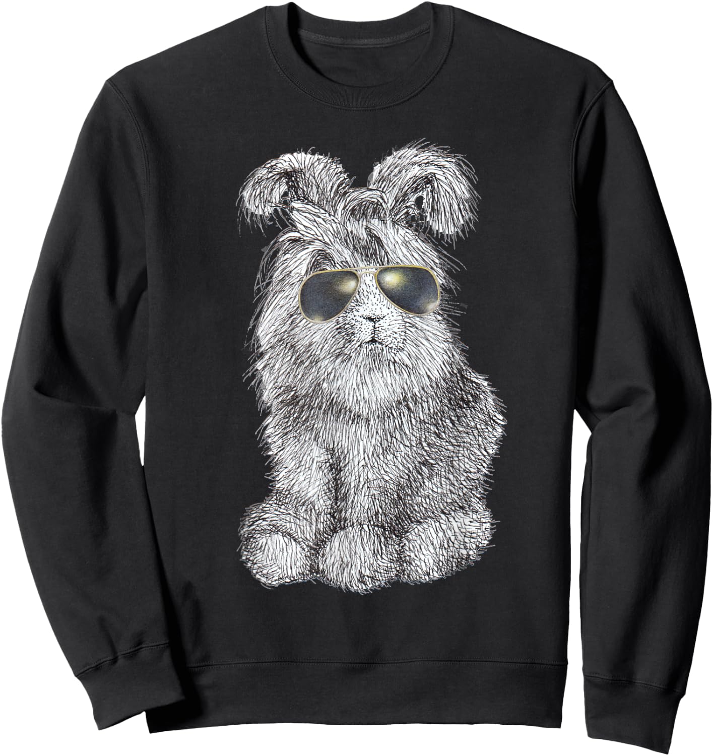 Angora Bunny Rabbit Police Sunglasses Sweatshirt - Sweatshirt | Black
