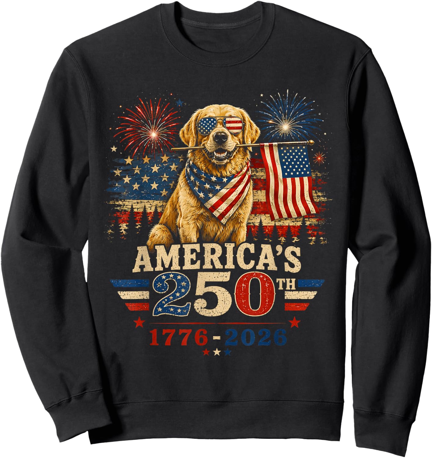 Labrador Retriever America's 250th Anniversary 1776 2026 Sweatshirt - Sweatshirt | Black