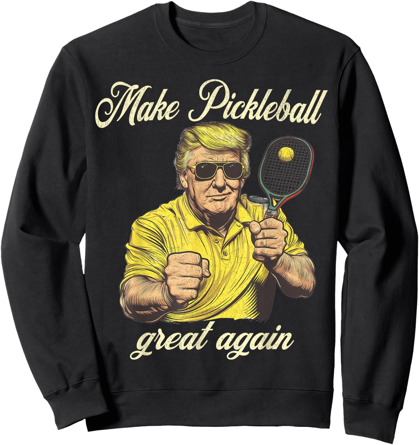 Funny Pickleball Lovers Graphics Pickle Ball Men Women Sweatshirt - Sweatshirt | Black