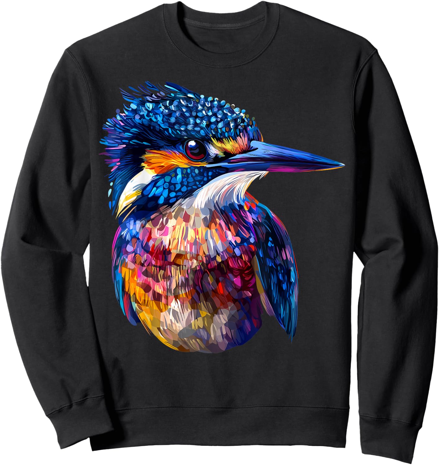 Colorful Belted Kingfisher Bird Animal Lover Men Women Black Sweatshirt - Sweatshirt | Black