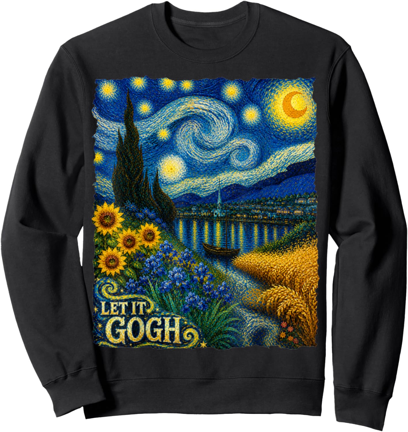 Let it Gogh Vincent Van Gogh Starry Night Gift Women Sweatshirt - Sweatshirt | Black