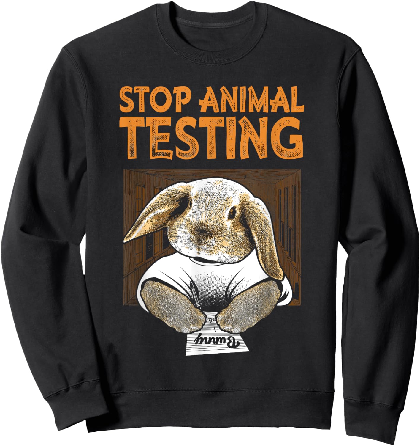 Bunny Shirt Stop Animal Testing Sweatshirt - Sweatshirt | Black