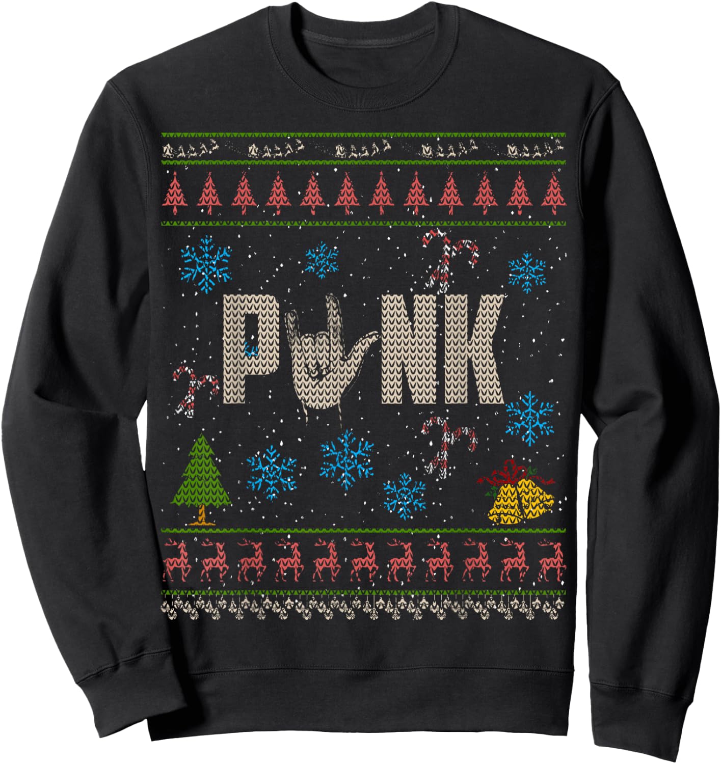 Punk Rock Christmas Ugly Shirt Punk Shirt Sweatshirt - Sweatshirt | Black