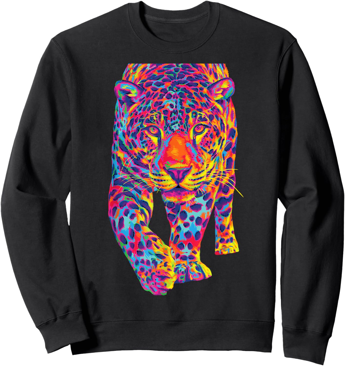 Rainbow Jaguar Abstract Colorful Cat Lover Sweatshirt - Sweatshirt | Black
