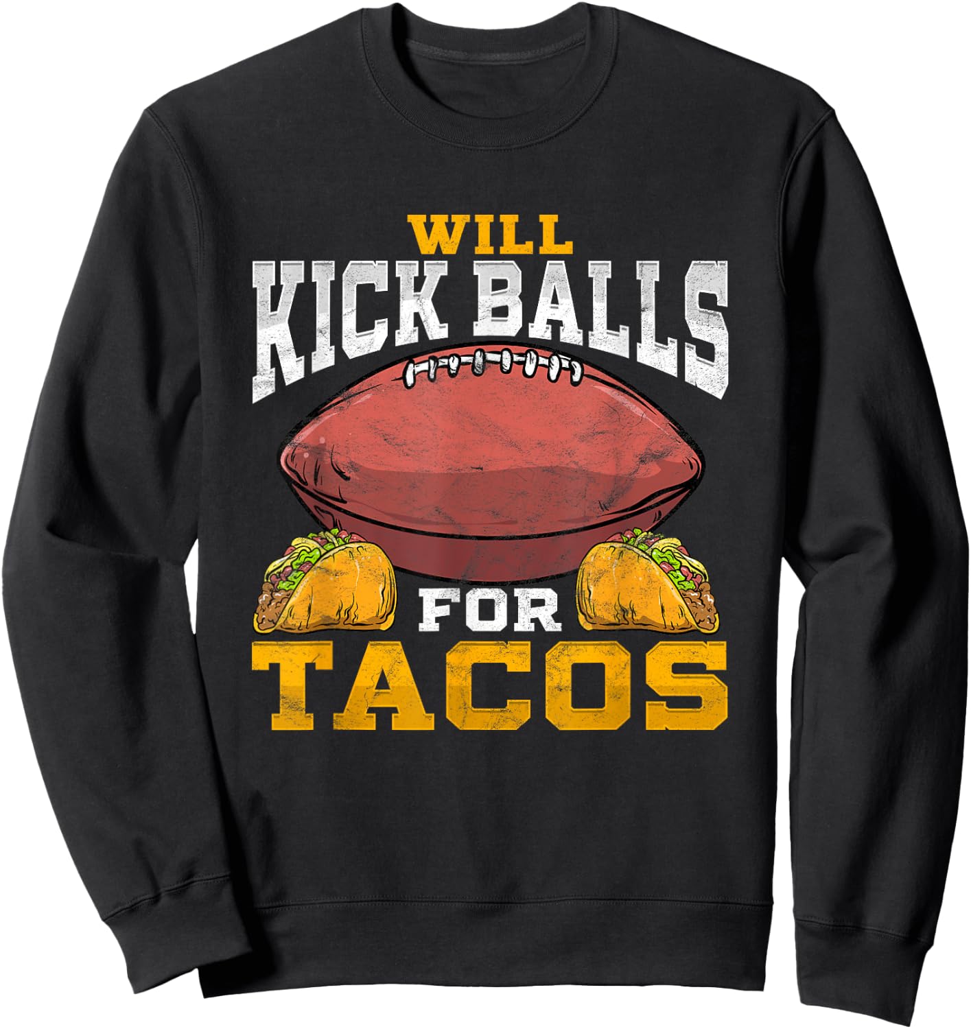 Funny Football Kicker Punter Player Distressed Sweatshirt - Sweatshirt | Black