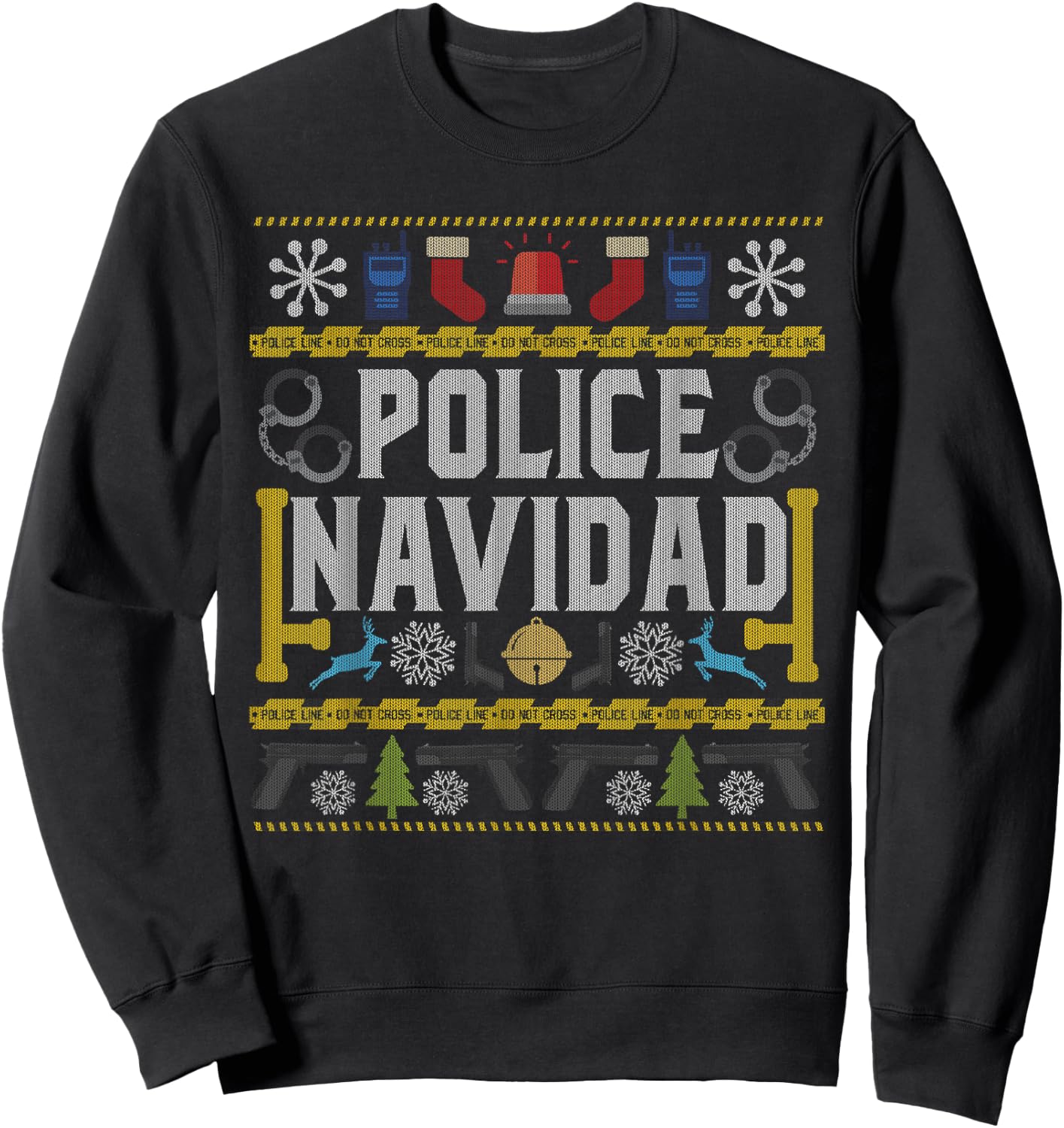 Ugly Sweater Police Navidad Christmas Novelty Sweatshirt - Sweatshirt | Black