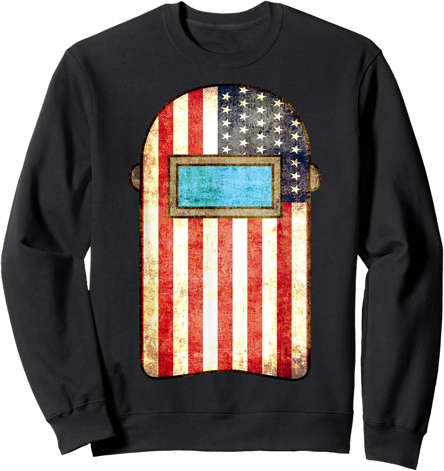 Vintage Welding USA Flag Funny US Welder 4th of July Outfit Sweatshirt - Sweatshirt | Black