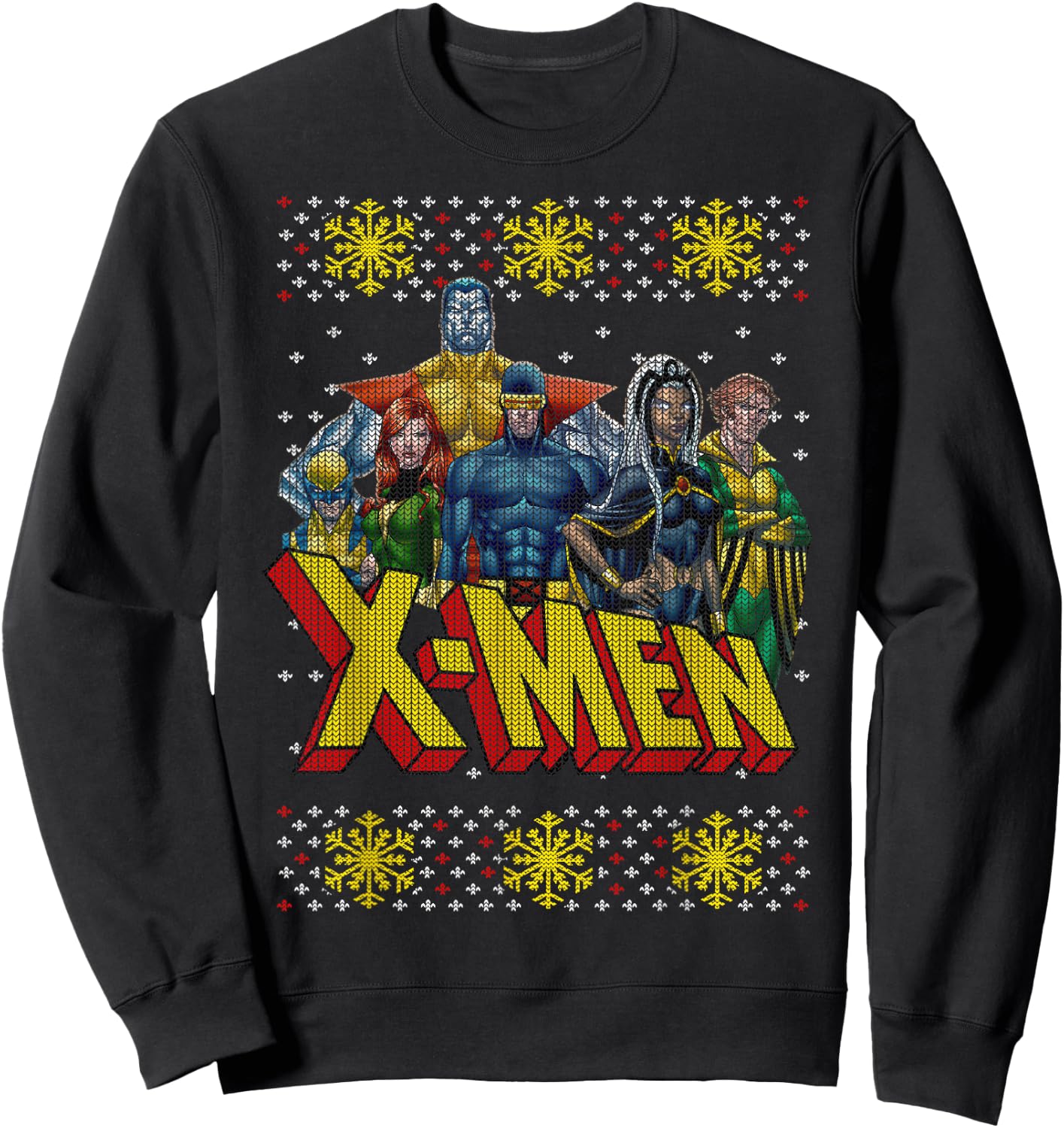 Marvel X-Men Group Ugly Christmas Sweater Graphic Sweatshirt - Sweatshirt | Black