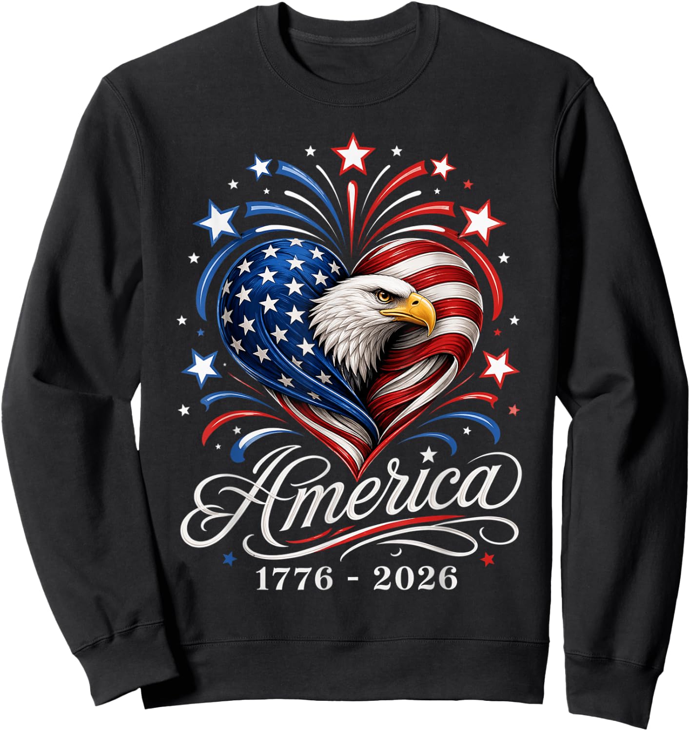 America US Flag 250 1776 2026 250th Anniversary 4th of July Sweatshirt - Sweatshirt | Black