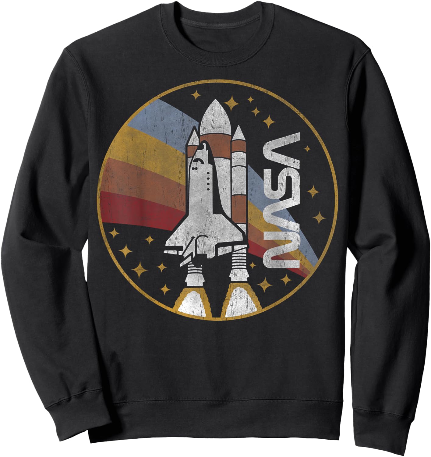 NASA Vintage Space Shuttle Launch Rainbow Logo Sweatshirt - Sweatshirt | Black