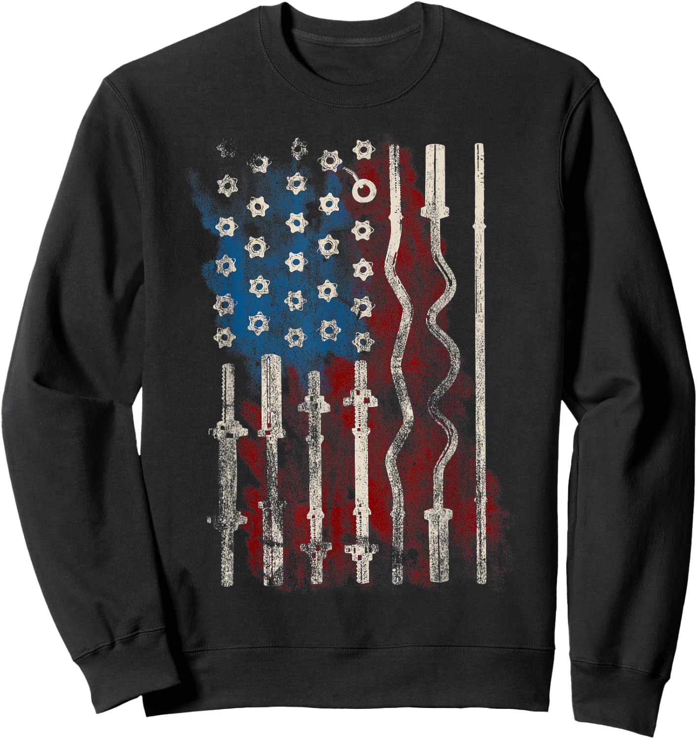Patriotic American Flag Gym T Shirt for Weight Lifters Sweatshirt - Sweatshirt | Black
