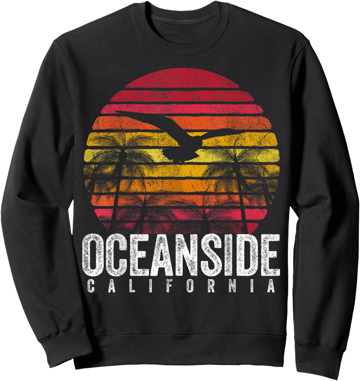Oceanside California CA Vintage Retro Distressed Style Sweatshirt - Sweatshirt | Black