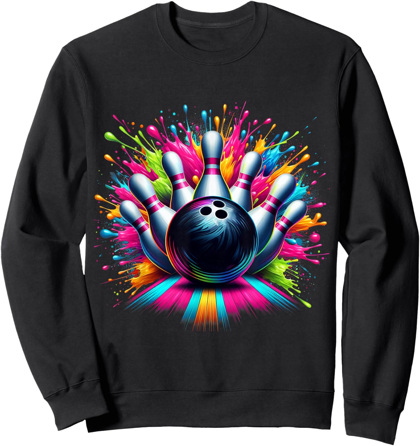 Colorful Bowling Game Day Bowling Cute Vibrant Color Sweatshirt - Sweatshirt | Black