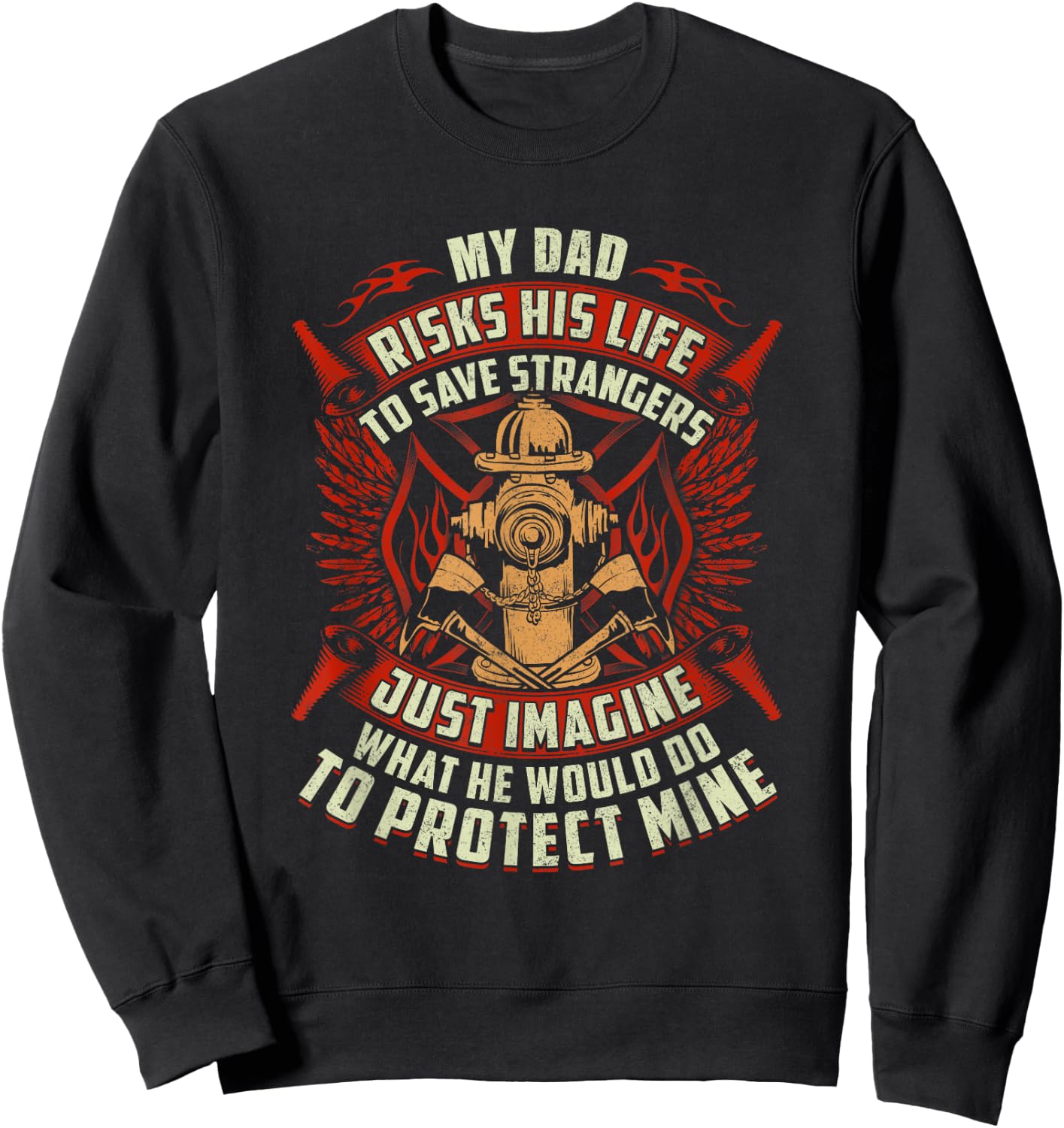 Fire Fighter Men Fireman Redline Gifts Shirts - Women's Firefighter Daughter - Black, Small Sweatshirt - Sweatshirt | Black