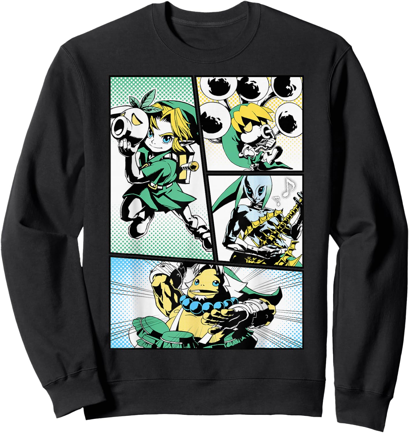 Nintendo Zelda Link Manga Comic Panels Graphic Sweatshirt - Sweatshirt | Black