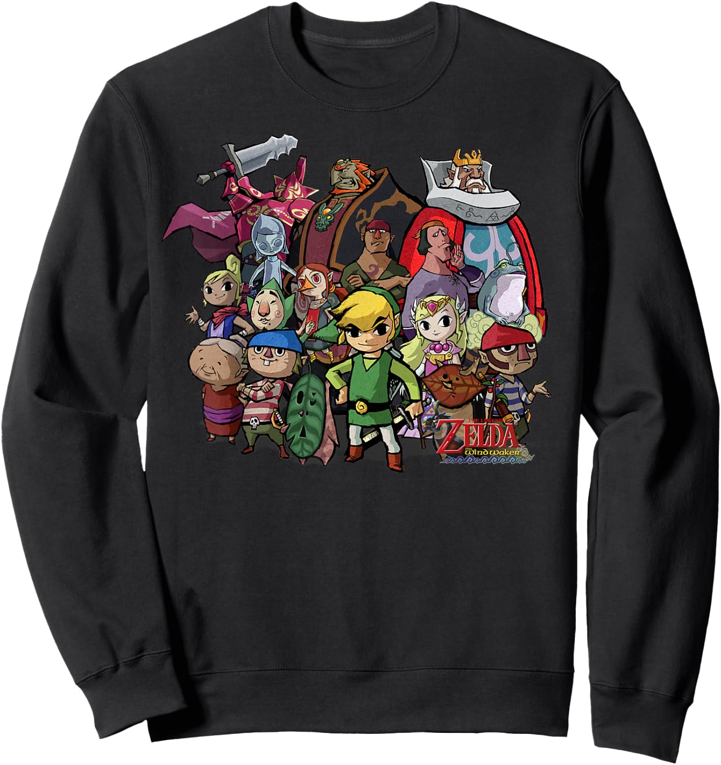 Nintendo Zelda The Windwaker Group Shot Graphic Sweatshirt - Sweatshirt | Black