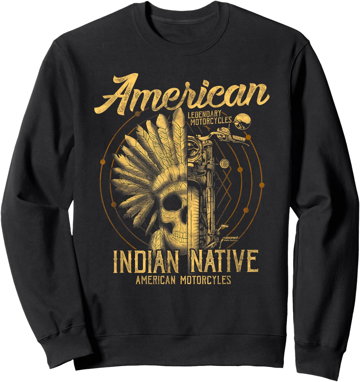 American Native Indian American Motorcycle Gift Sweatshirt - Sweatshirt | Black