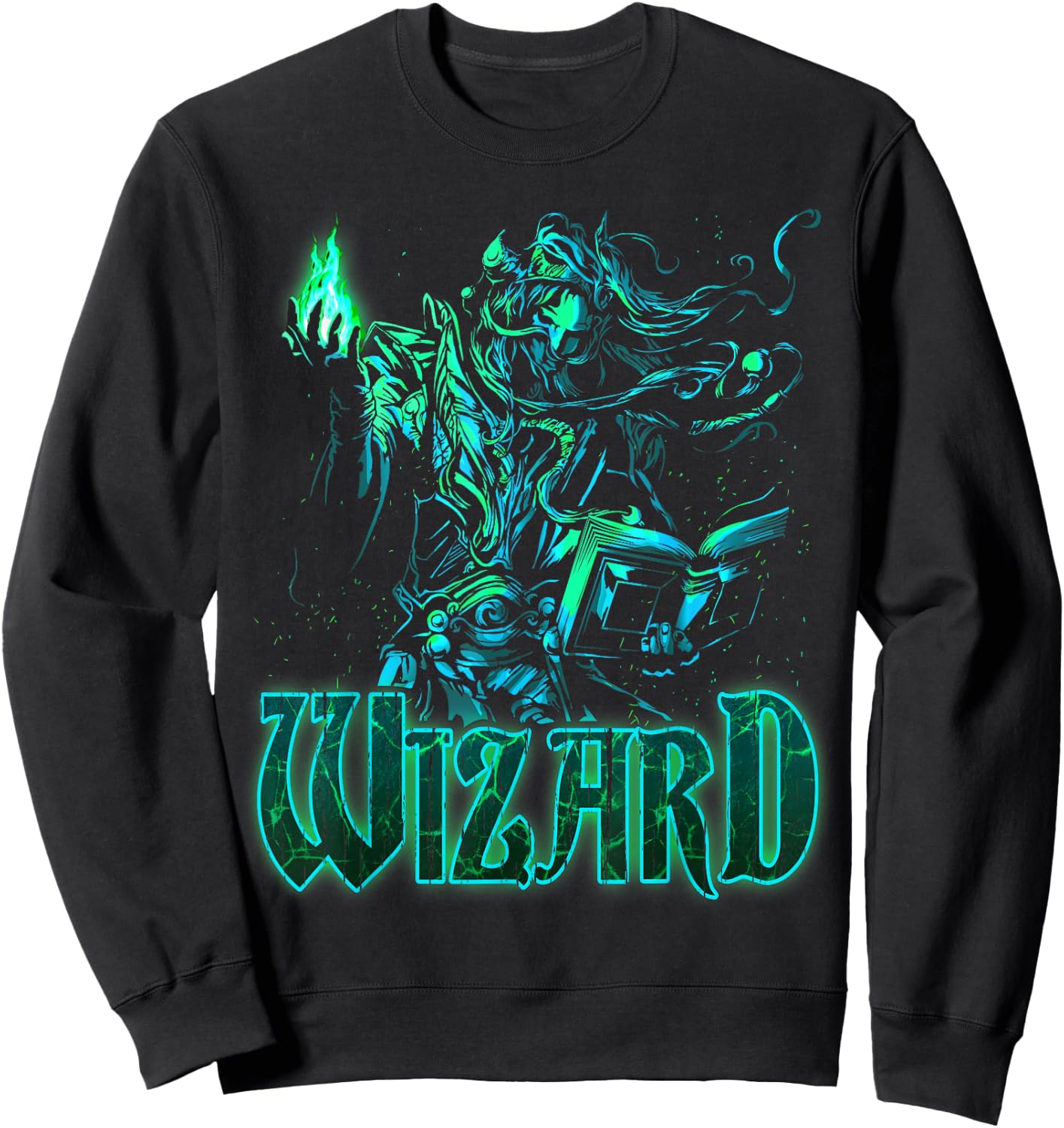 Elven Wizard Fantasy Roleplaying Tabletop RPG Gamers Graphic Sweatshirt - Sweatshirt | Black