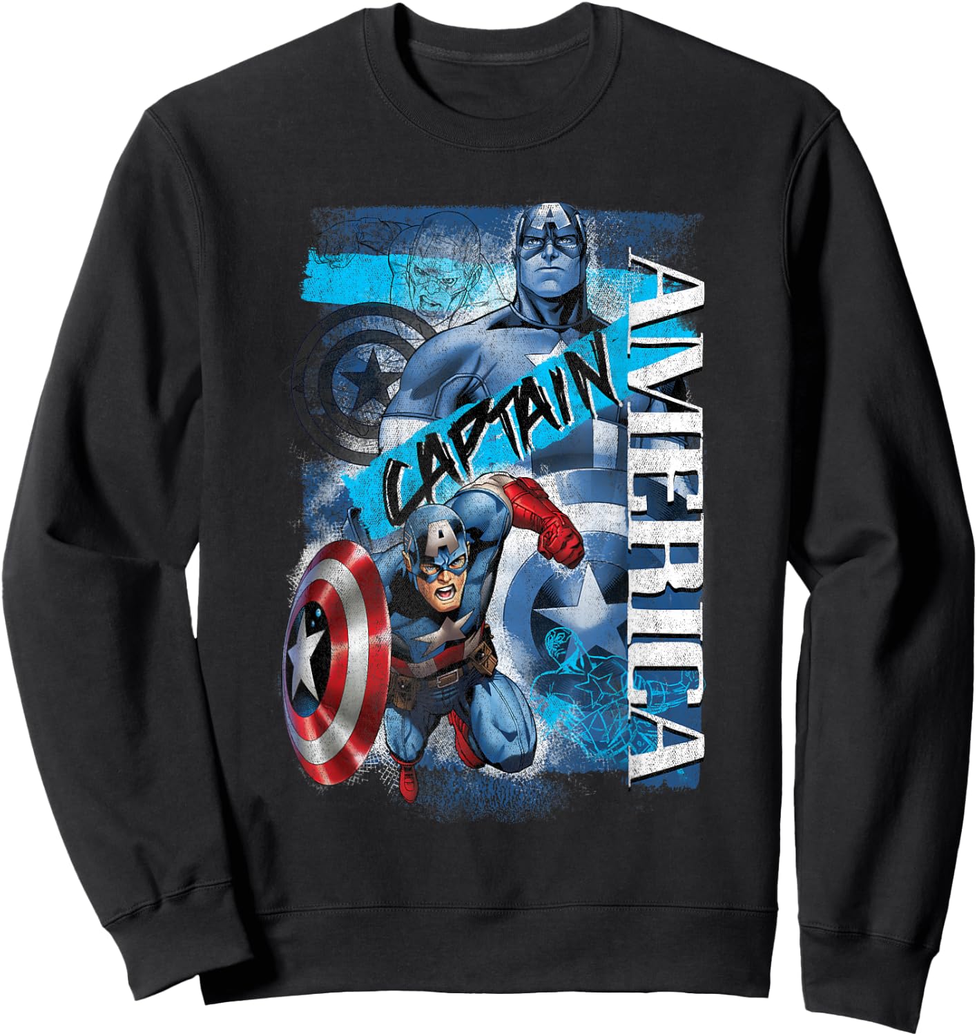 Marvel Avengers Vintage Captain America Logo Collage Sweatshirt - Sweatshirt | Black
