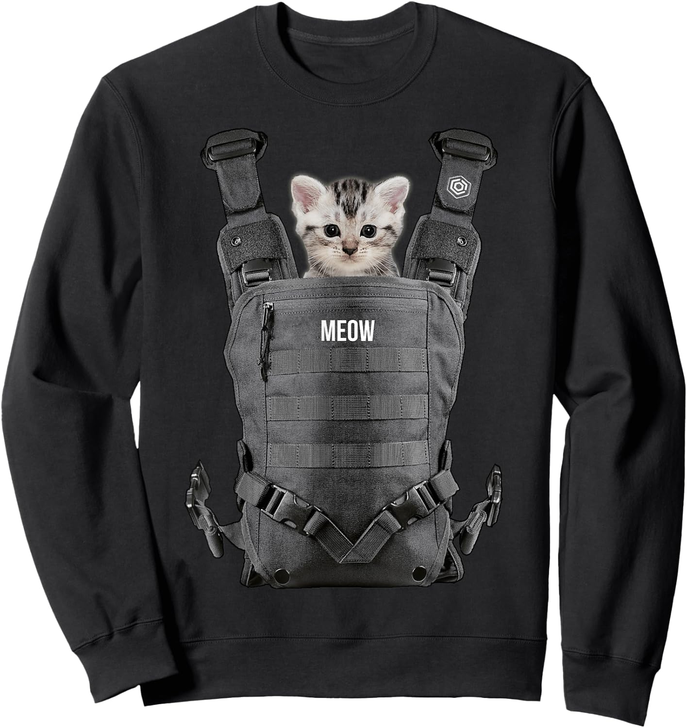 Halloween Cat T Shirt Cool kitty cats Carrier funny Gift Women Kids Sweatshirt - Sweatshirt | Black