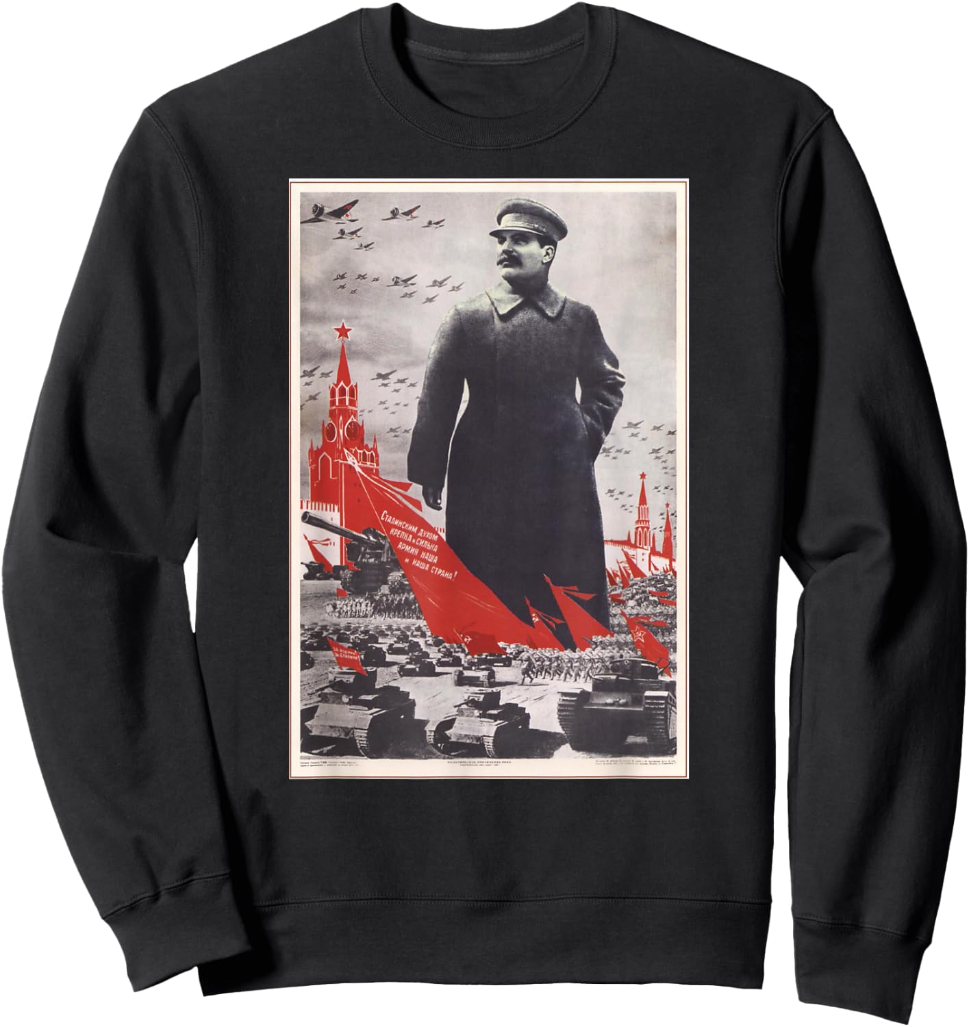 Propaganda Apparel Joseph Stalin Vintage USSR Retro Soviet Poster Sweatshirt - Sweatshirt | Black