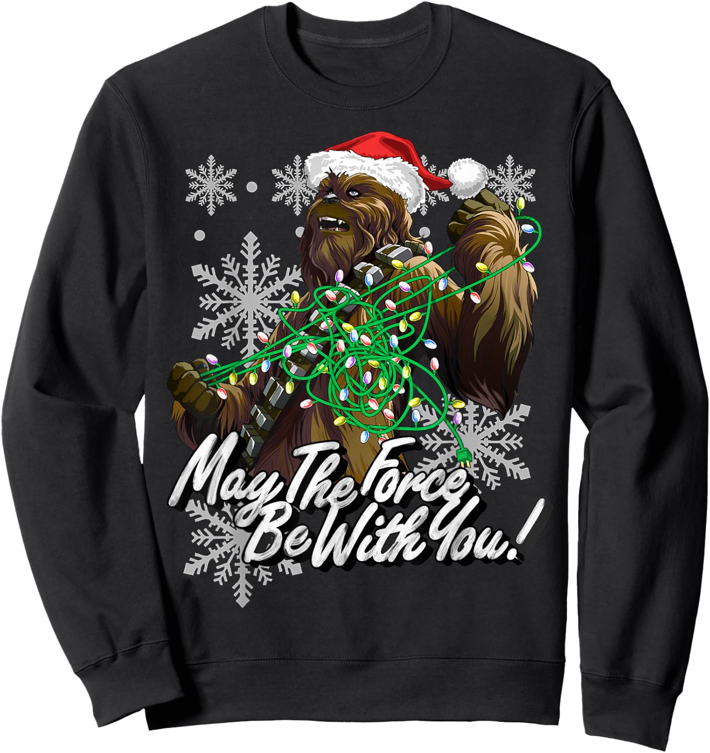 Star Wars Christmas Chewbacca Tangled Lights Sweatshirt - Sweatshirt | Black