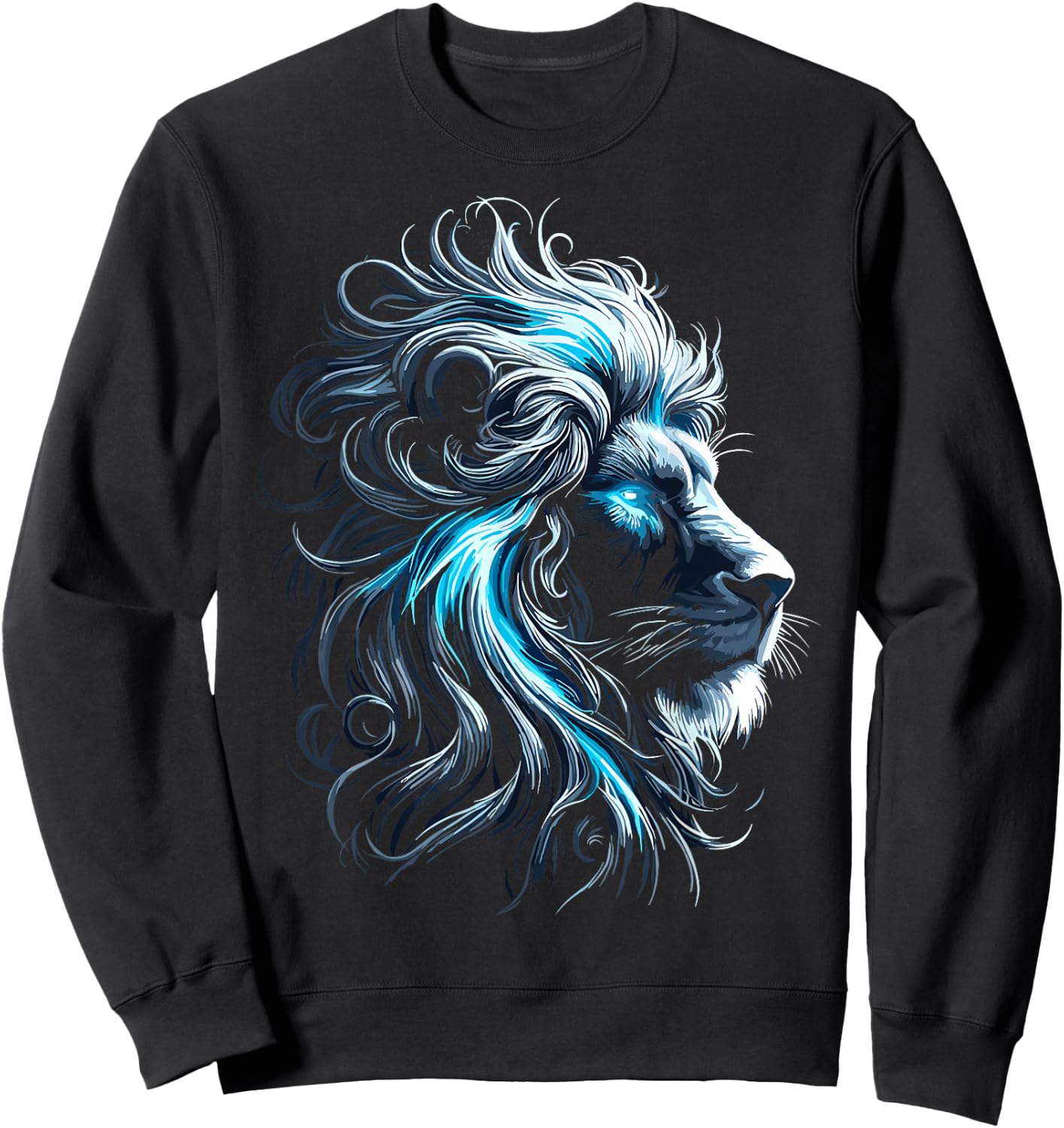 Lion Blue Eyes Animal Lion Sweatshirt - Sweatshirt | Black