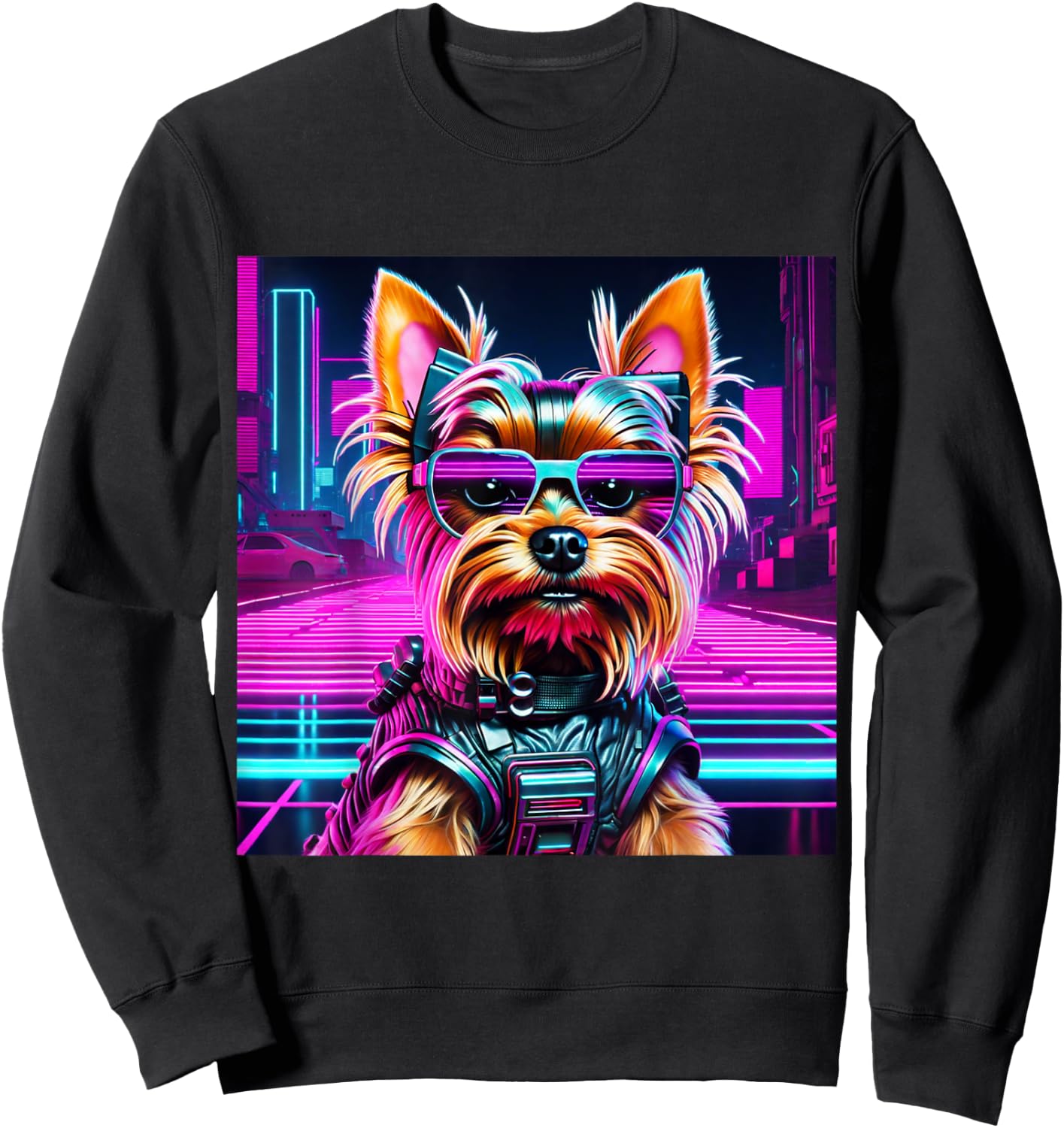 Neo Pup | Futuristic Dog Design for Pet Lovers Men Women Kids Sweatshirt - Sweatshirt | Black
