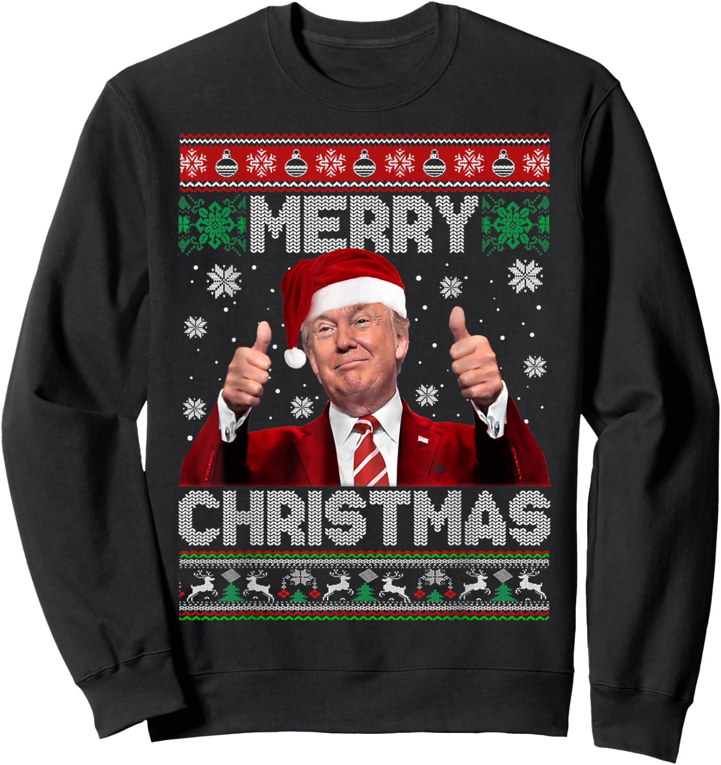 Merry Christmas Donald Trump Santa Family Xmas Ugly Sweater Sweatshirt - Sweatshirt | Black
