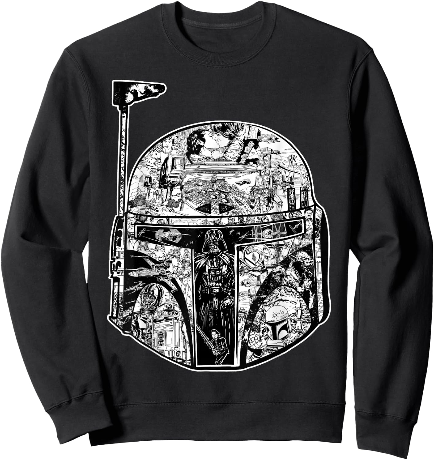 Star Wars Boba Fett Helmet Storyline Graphic Sweatshirt - Sweatshirt | Black