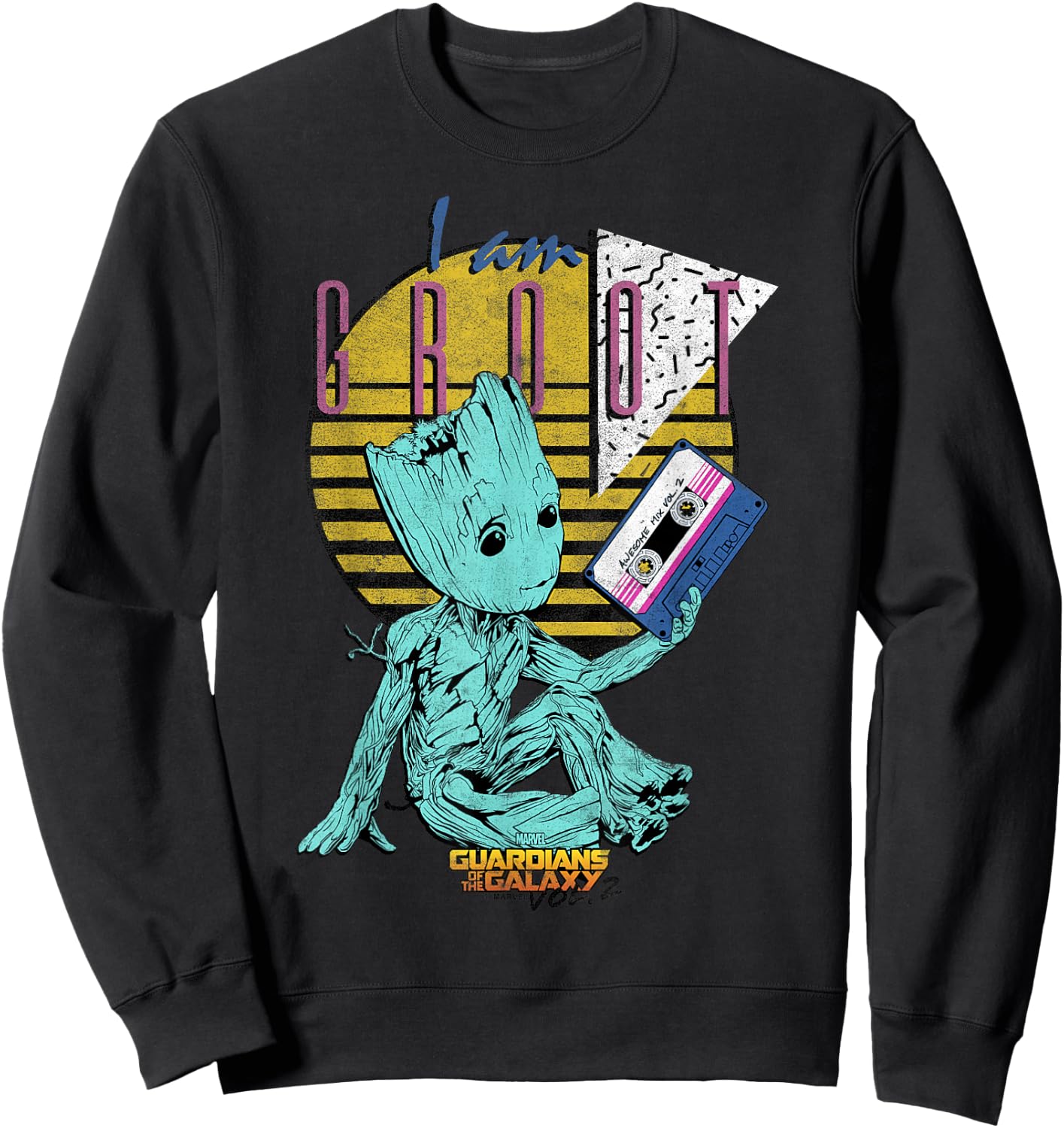 Marvel GOTG Vol. 2 Groot I Am Groot Cassette 90's Portrait Sweatshirt - Sweatshirt | Black