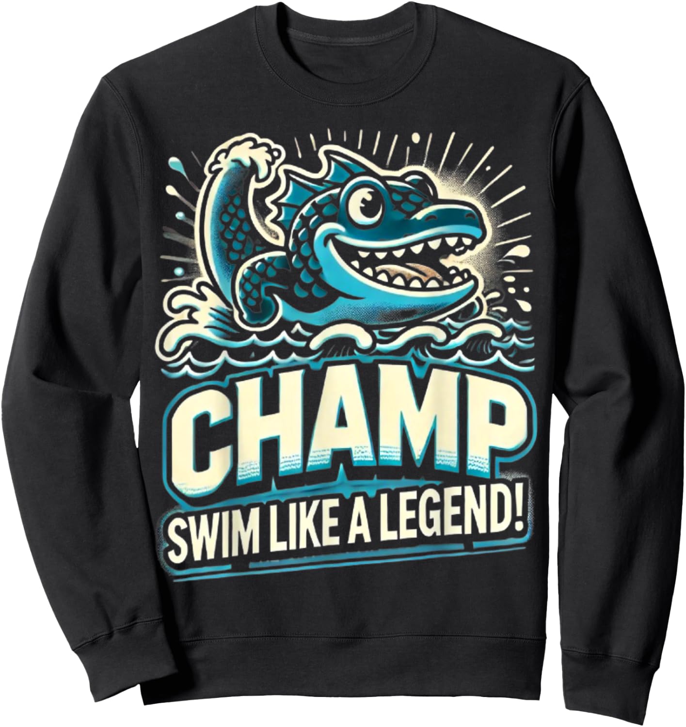 Lake Champlain design lake monster and Champlain monster Sweatshirt - Sweatshirt | Black