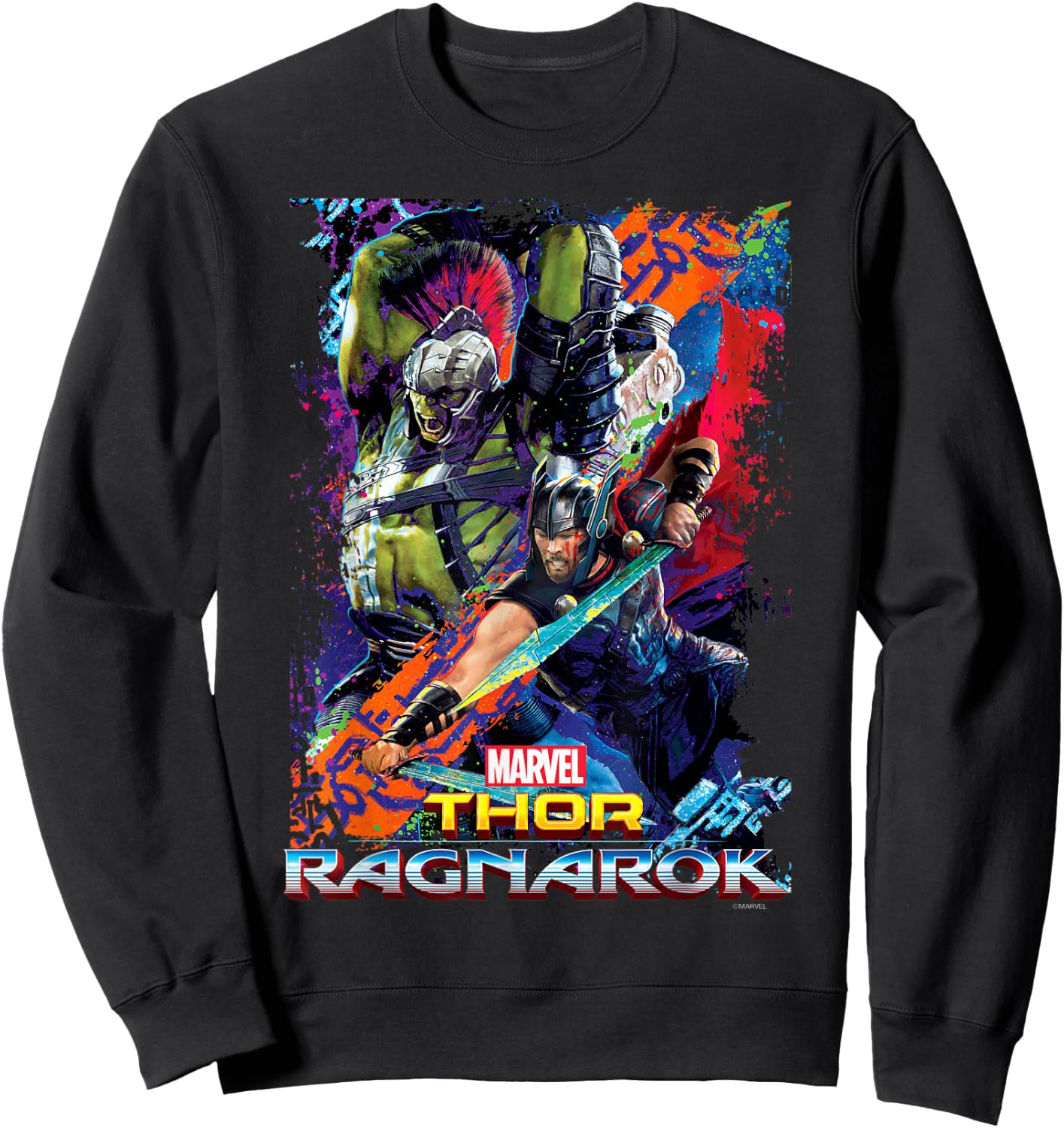 Marvel Thor Ragnarok Hulk Neon Pop Poster Sweatshirt - Sweatshirt | Black