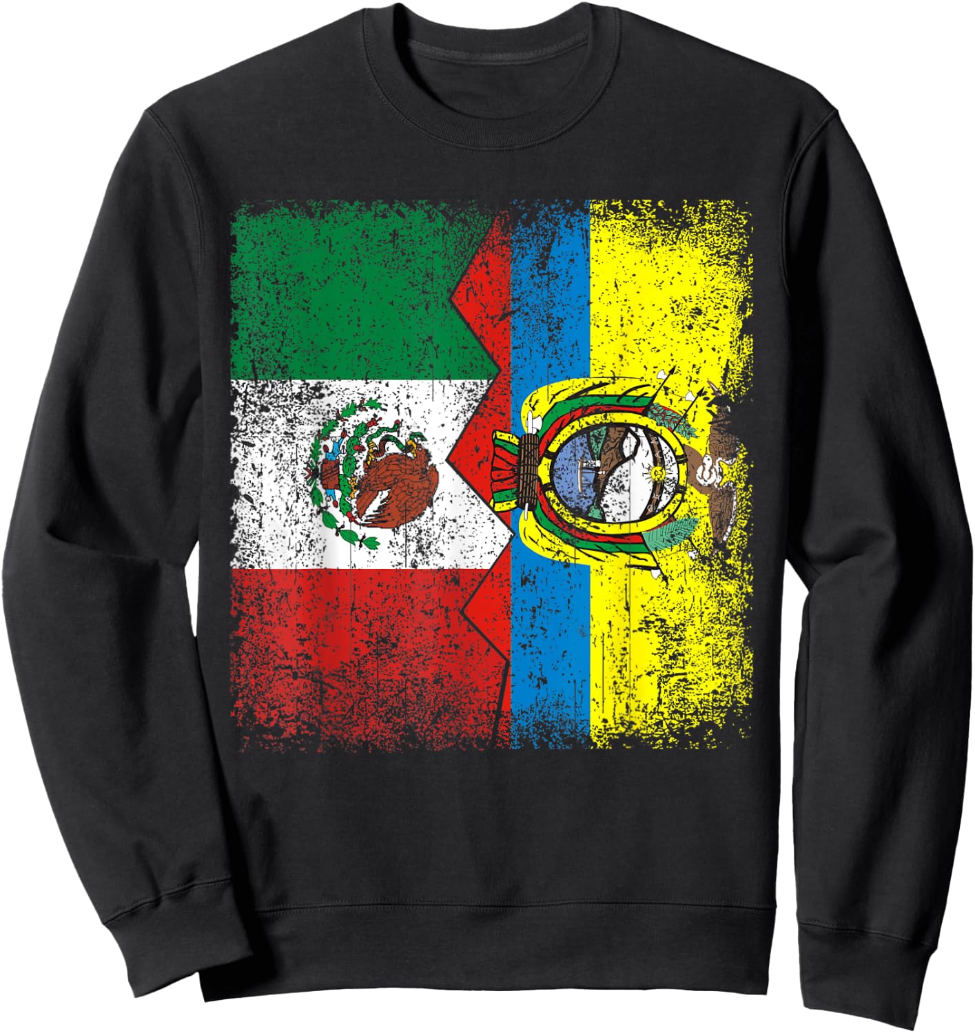 Ecuadorian Roots | Half Mexican Flags | Mexico Ecuador Sweatshirt - Sweatshirt | Black