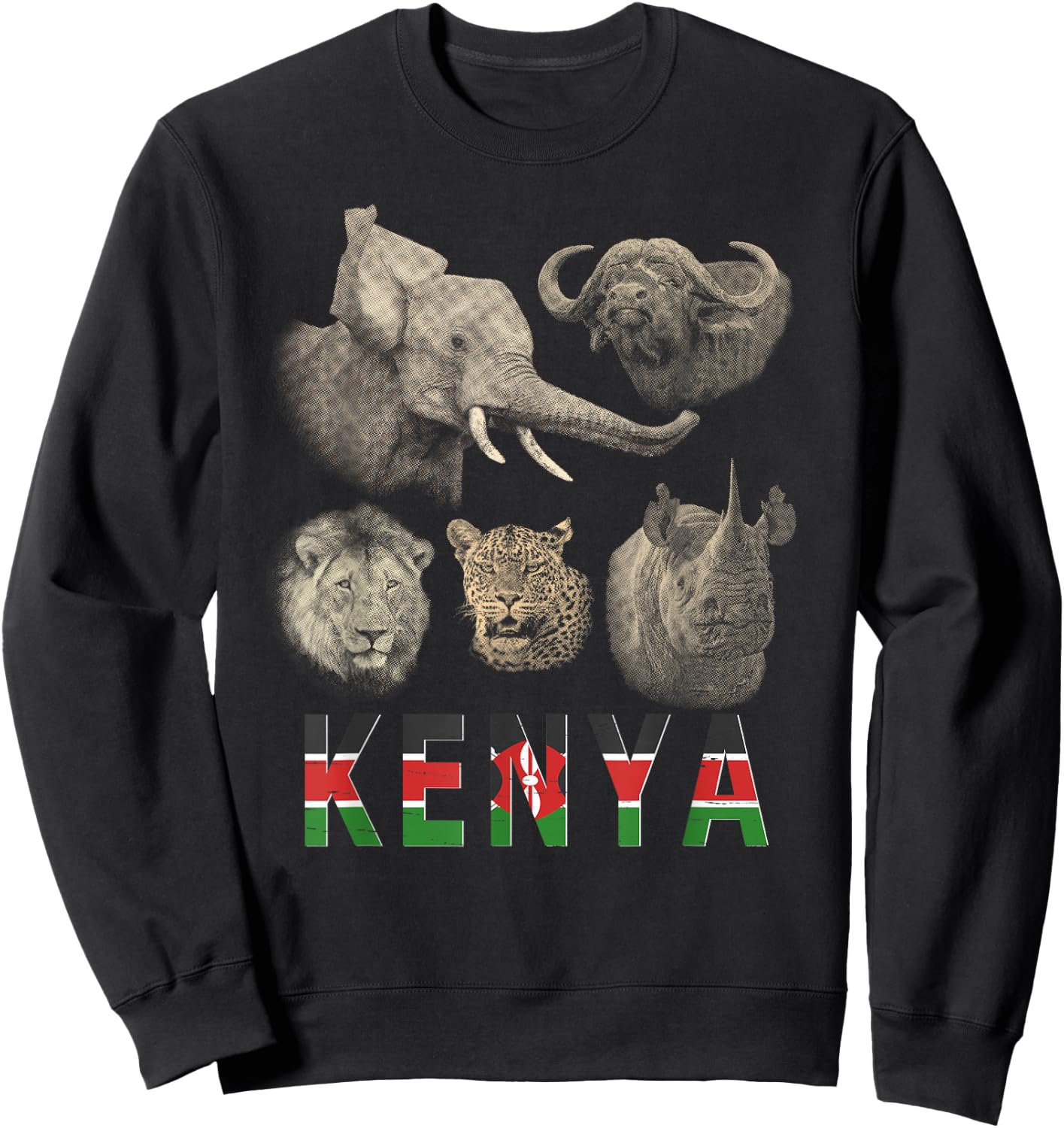 Kenya Big Five Africa Safari Wildlife Sweatshirt - Sweatshirt | Black