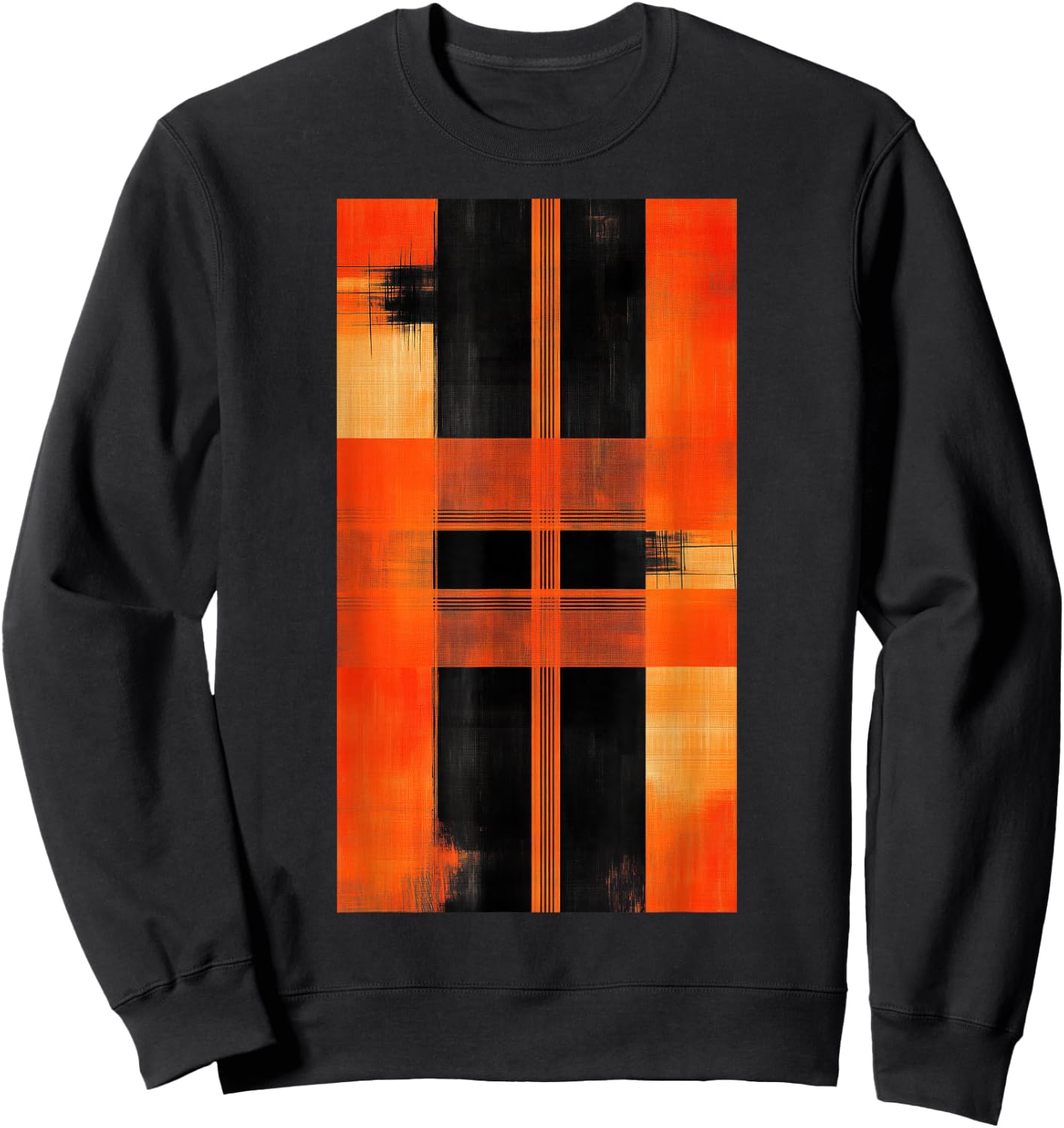 Orange Abstract art Geometric pattern Modern Sweatshirt - Sweatshirt | Black