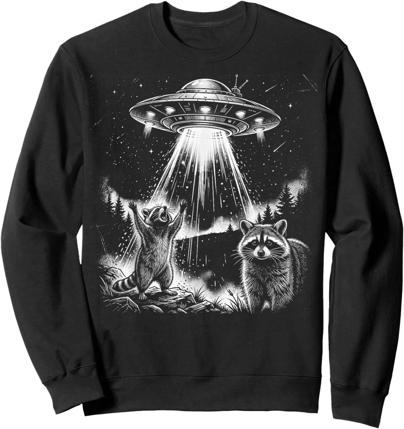 UFO Raccoon Alien Abduction Space Adventure Sweatshirt - Sweatshirt | Black