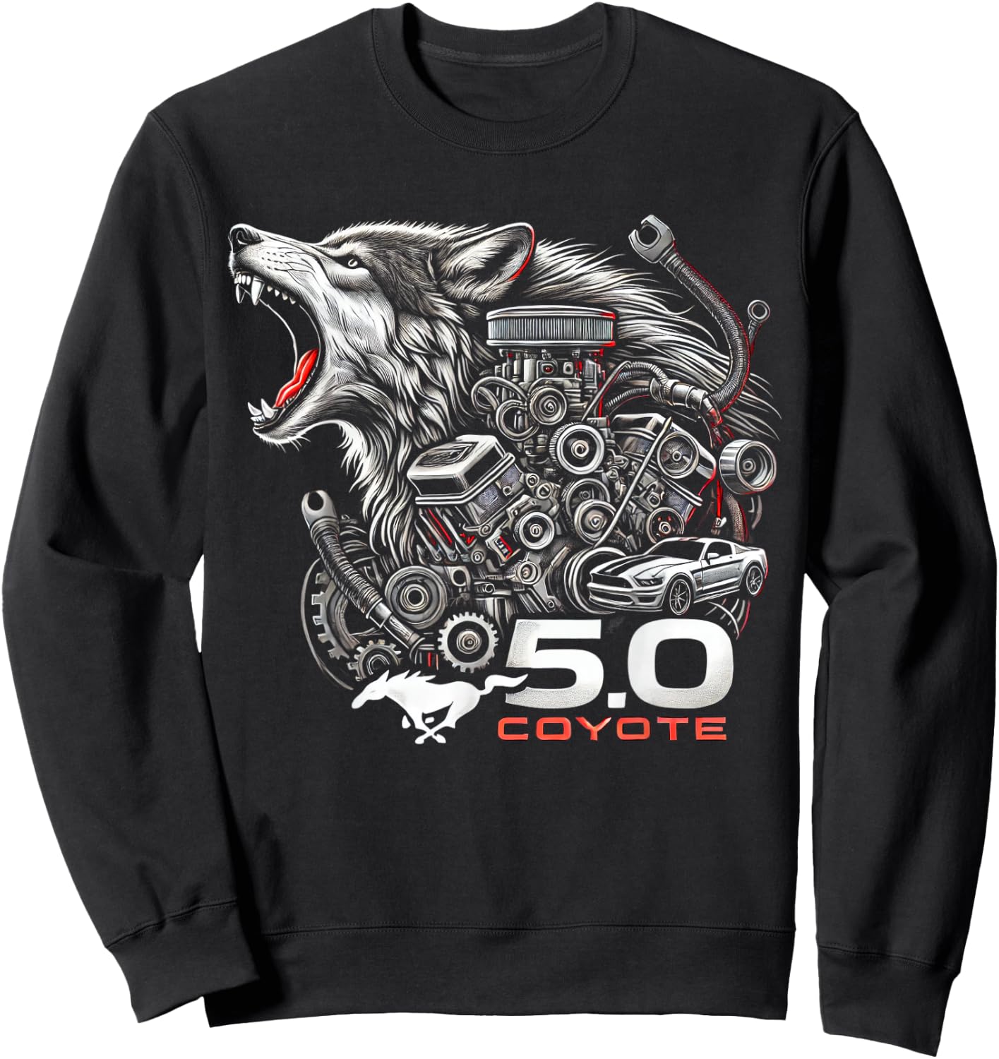 5.0 Coyote Distressed Enthusiast Women Squad Sweatshirt - Sweatshirt | Black