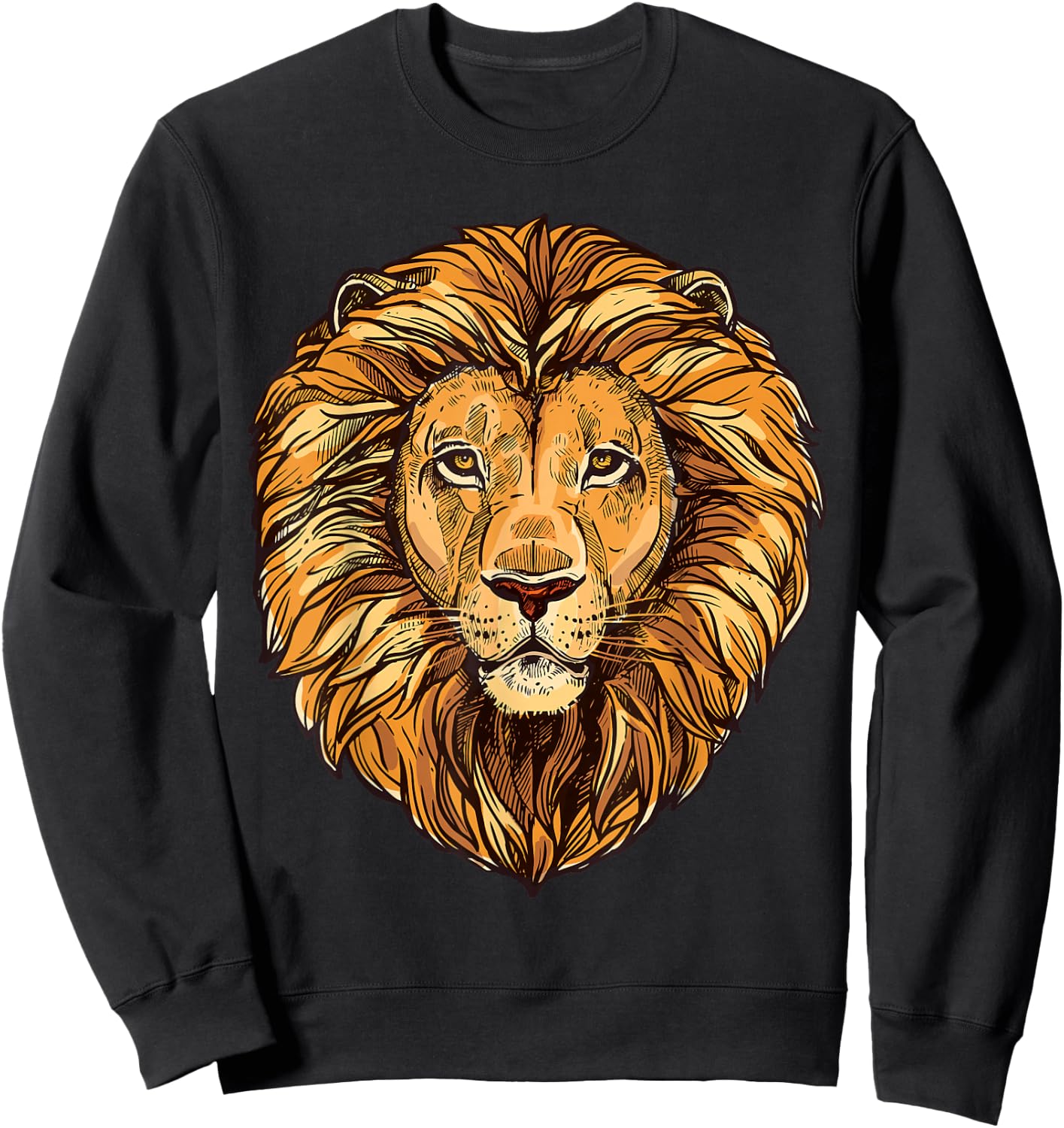 Majestic Lion Mane Detail Art Sweatshirt - Sweatshirt | Black